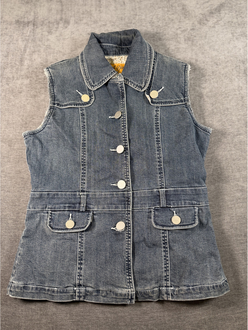 Comfort Denim Women's Sleeveless Denim Vest Jacket Size L